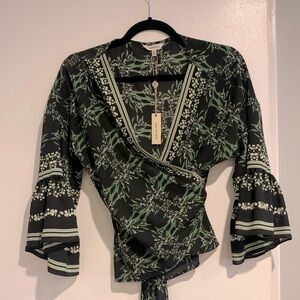 Max Studio floral wrap blouse